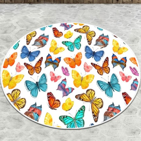 Covoras de baie rotund, Chilai Home, Butterfly (140 cm)