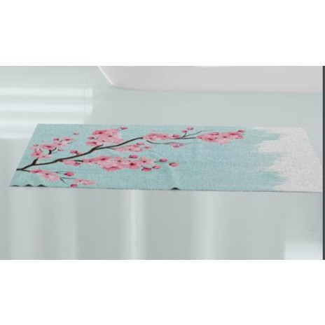 Covoras baie 3D cu ciucuri 50x80cm, Tropik Home, Sakura