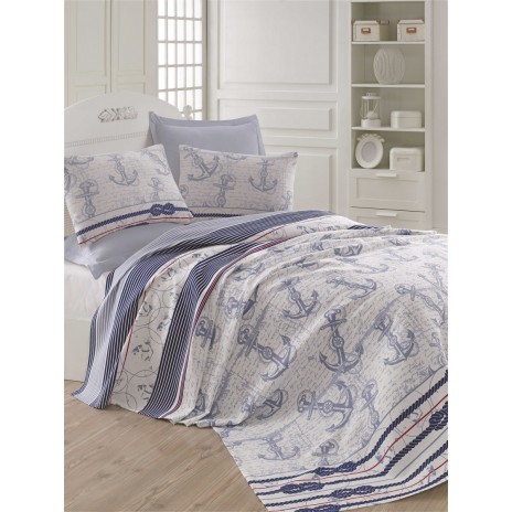 Cuvertura 1 persoana din bumbac 100% Capa - Light Blue