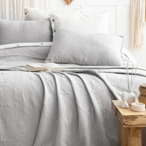 Cuvertura bumbac jacquard Julia gri cu 2 fețe de pernă