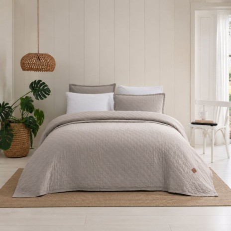 cuvertura bumbac stonewashed Majoli Manu Today gri deschis 220x240 cm cu 2 fete de perna