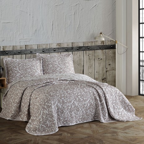 Cuvertura de pat dublu jacquard, Nazenin Home, Maro