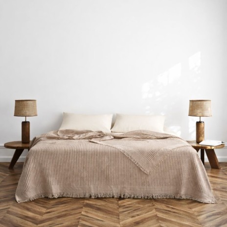 Cuvertura gofrata bej Mink din bumbac 100% 180x240 cm Optimus