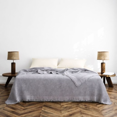 Cuvertura gofrata gri deschis din bumbac 100% Optimus Today 180x240 cm
