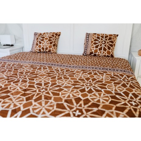 Cuvertura matlasata bumbac 100% 220x240cm + 2 fete perna, Bahar Home, Navys Brown