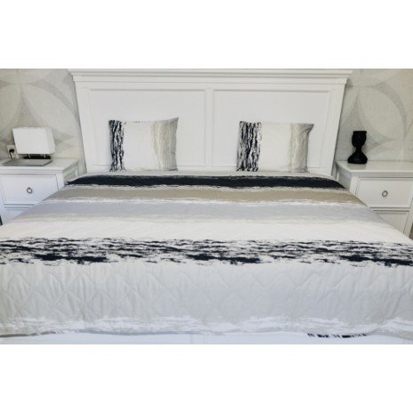 Cuvertura matlasata bumbac 100% 220x240cm + 2 fete perna, Bahar Home, Thickline Brown