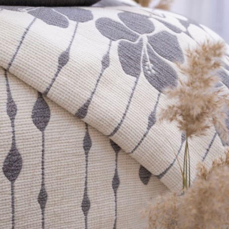 Cuvertura muselina Sole gri 240x260cm Saheser Home, imprimeu floral