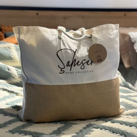 Cuvertura muselina Sonia Antracit 240x260cm Saheser Home, model geometric