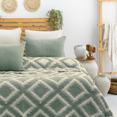 Cuvertura muselina Sonia Verde 240x260cm Saheser Home