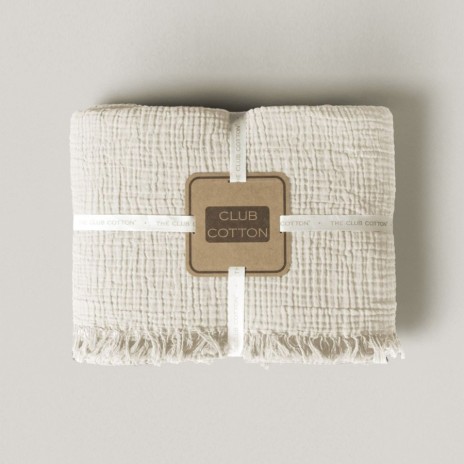 Cuvertura muselina Oasis Ecru, 160x230cm, Club Cotton