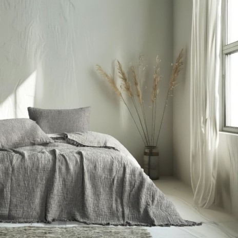 Cuvertura muselina Oasis Gri, 160x230cm, Club Cotton - moale si respirabila