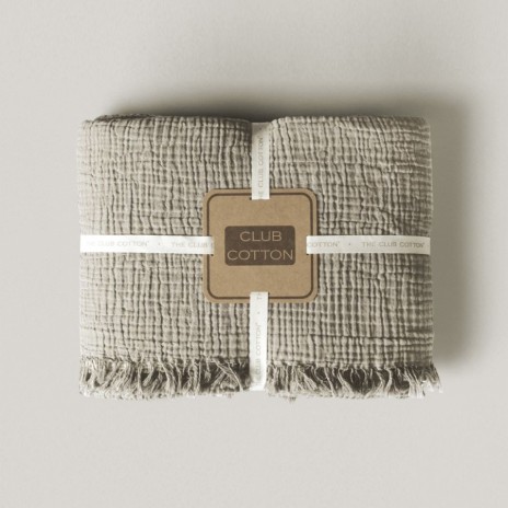 Cuvertura muselina premium Oasis Bej 230x240 cm, Club Cotton
