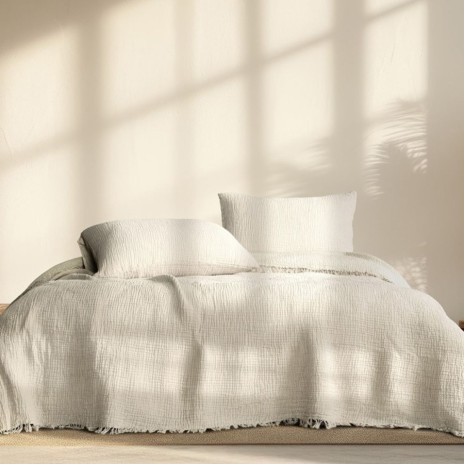Cuvertura muselina premium Oasis Ecru 230x240 cm, Club Cotton