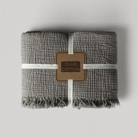 Cuvertura muselina premium Oasis Gri 230x240 cm, Club Cotton