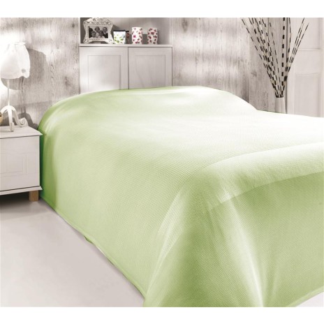 Cuvertura subtire din bambus 100% verde deschis, 160x240 cm, pentru pat sau canapea