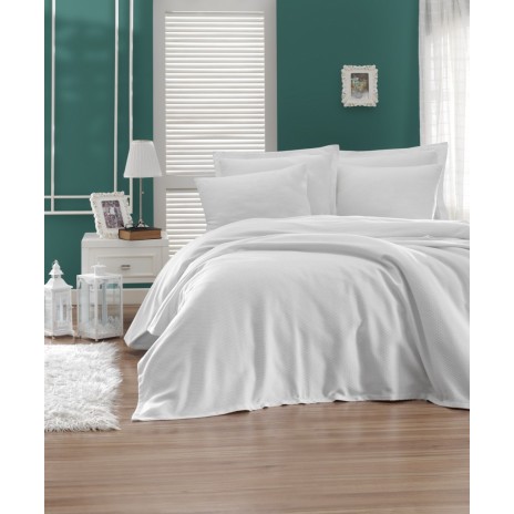 Cuvertura subtire bumbac 100%, 1 persoana, 160 x 230 cm, Eponj Home,Casuel Alb