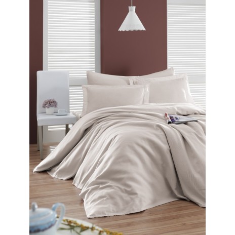 Cuvertura subtire bumbac 100%, 200 x 230 cm, Eponj Home, Casuel Sand