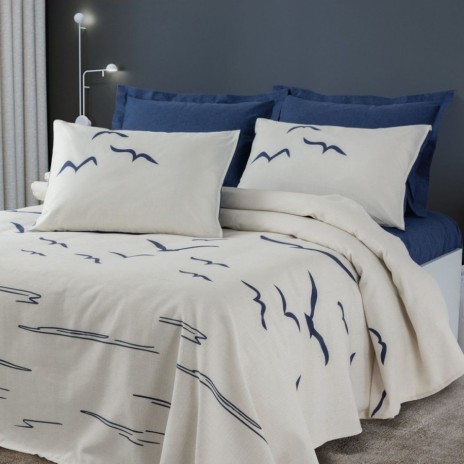 Cuvertura subtire bumbac Larum Dark Blue 160x230cm Cotton Box