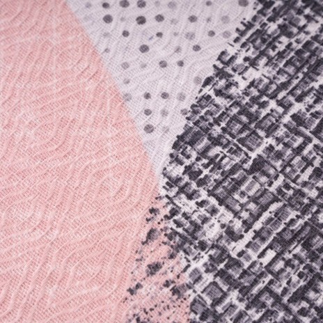 Cuvertura pat Leron Gri, bumbac 50%, model geometric, Cotton Box