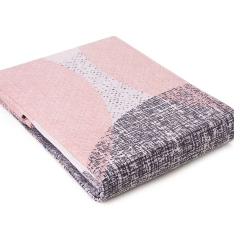 Cuvertura pat Leron Gri, bumbac 50%, model geometric, Cotton Box