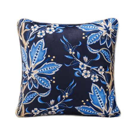 Față de pernă decorativă catifea 43x43cm, Blue Flowers Majesty BF01