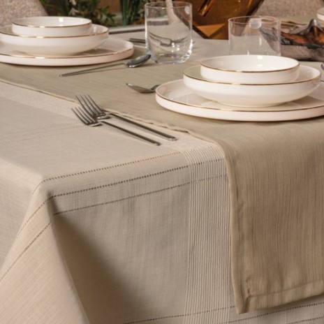Fata de masa 155x220cm + napron 35x130cm, Cotton Box, Jasmine Bej