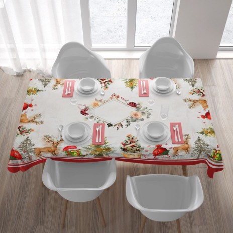 Fata de masa bumbac 100% cu motive de Craciun 140x220cm, Club Cotton, Celebrate