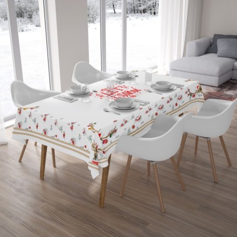 Fata de masa bumbac 100% cu motive de Craciun 140x220cm, Club Cotton, Happy Winter