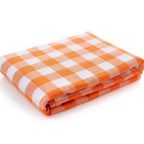 fata de masa cu carouri alb portocaliu Kareli 160x220cm DC Home potrivita pentru bucatarie sau terasa