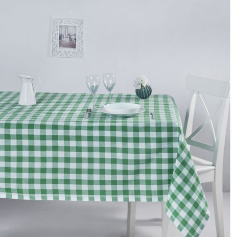 Fata de masa cu carouri alb si verde 160x220cm Kareli DC Home potrivita pentru bucatarie sau terasa