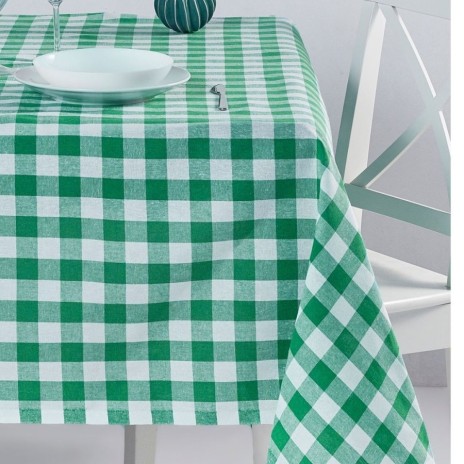 Fata de masa cu carouri alb si verde 160x220cm Kareli DC Home potrivita pentru bucatarie sau terasa