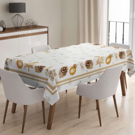 fata de masa Craciun cu conuri si globuri Twinkle 160x220cm Whitney Home