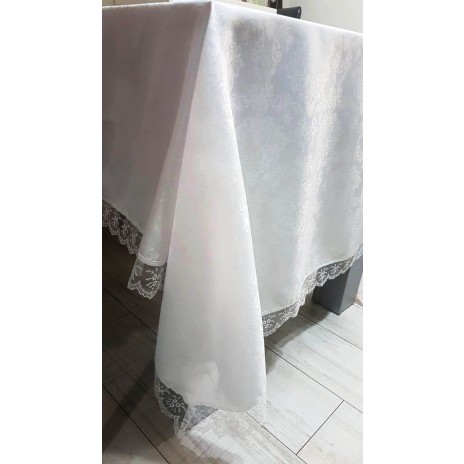 Fata de masa Golden Laurel cu dantela,  160x160cm, alba