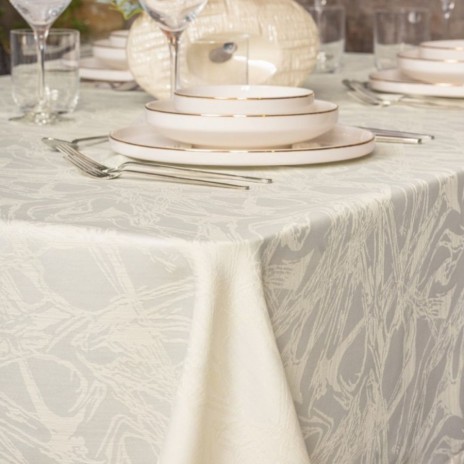 Fata de masa jacquard 155x220cm Cotton Box, Lavinia Crem