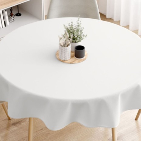 Fata de masa rotunda damasc dungi, bumbac 100%, 160 cm, alba