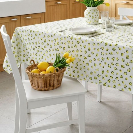 Fata de masa teflonata 160x320 cm cu lamai design fresh pentru mese mari, fabricata in Romania
