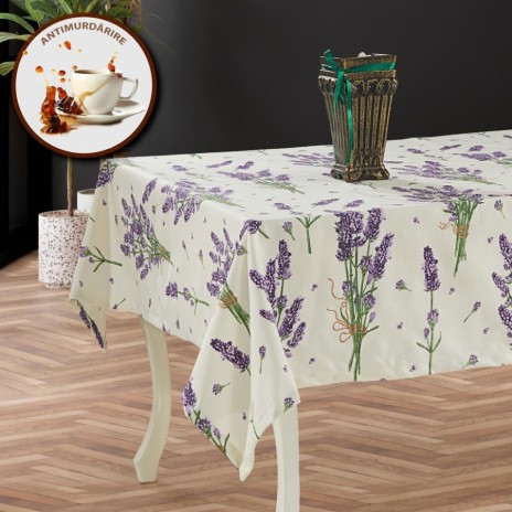 Fata de masa teflonata cu imprimeu lavanda, dimensiuni 140x220 cm, antimurdarire