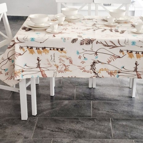 Fata de masa teflonata din bumbac, 160x320 cm, model vegetal, antimurdarire