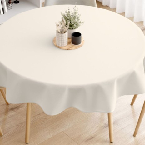 Fata de masa teflonata din bumbac rotunda, crem, diametru 180 cm, antimurdarire