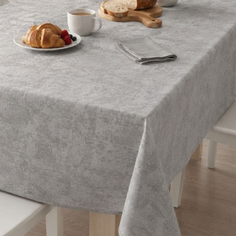 Fata de masa teflonata rotunda, diametru 140 cm, gri, decor elegant pentru mese rotunde