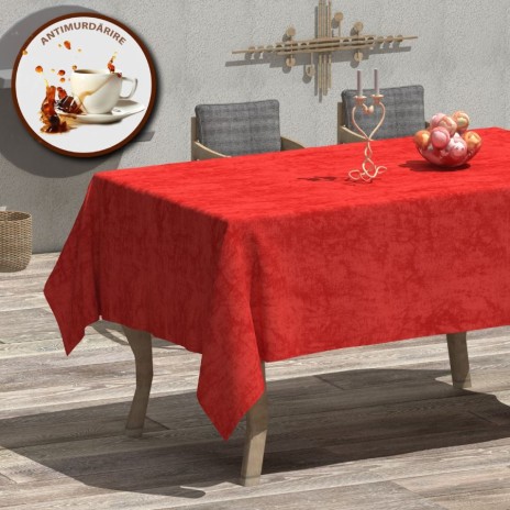 Fata de masa rotunda din bumbac teflonat, diametru 160 cm, rosie, antimurdarie