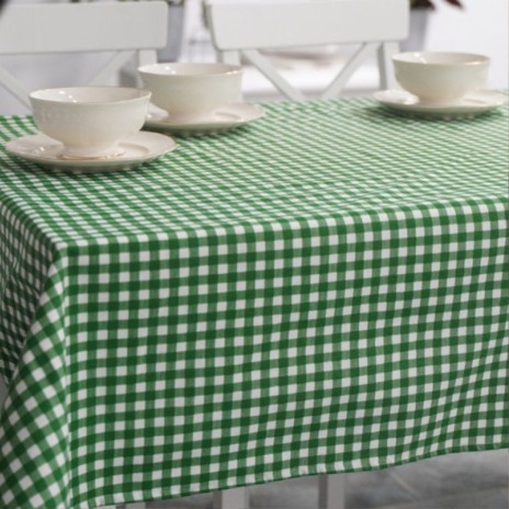 Fata de masa rotunda 180 cm, bumbac teflonat, model cu patratele verzi, antimurdarie