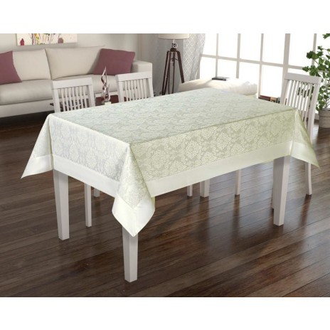 Fata de masa crem Tropik Home 140x200cm, model floral damasc