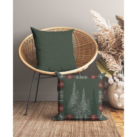 Fata de perna Craciun cu brazi, bumbac 45x45cm, Checo
