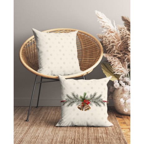 Fata de perna Craciun cu clopotei, bumbac 45x45cm, Holly