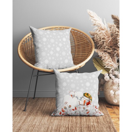 Fata de perna Craciun cu om de zapada, bumbac 45x45cm, Sweet Home