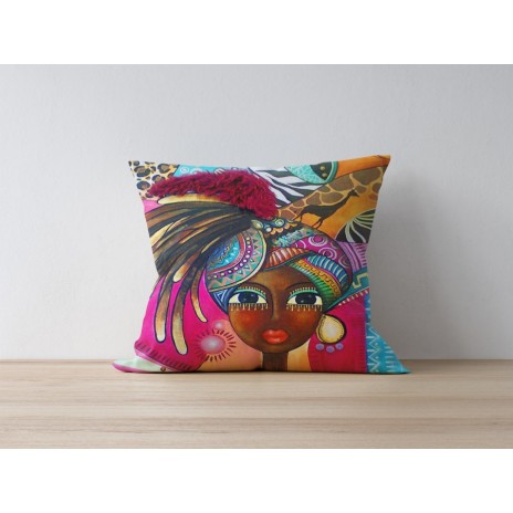 Fata perna decorativa 43x43cm, Afro