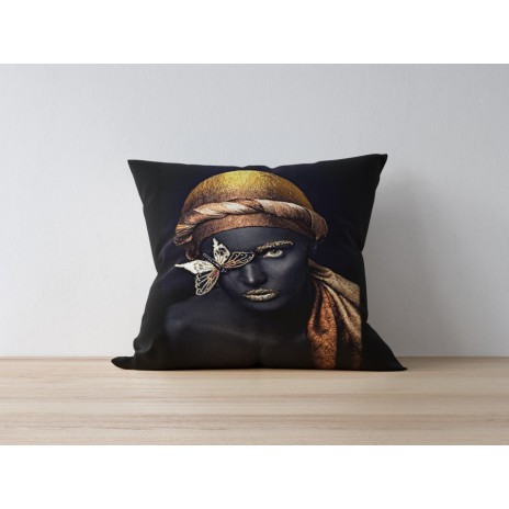 Fata perna decorativa 43x43cm, Femeie africana