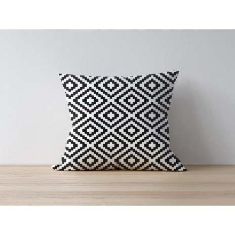 Fata perna decorativa 43x43cm, Geometric Alb Negru