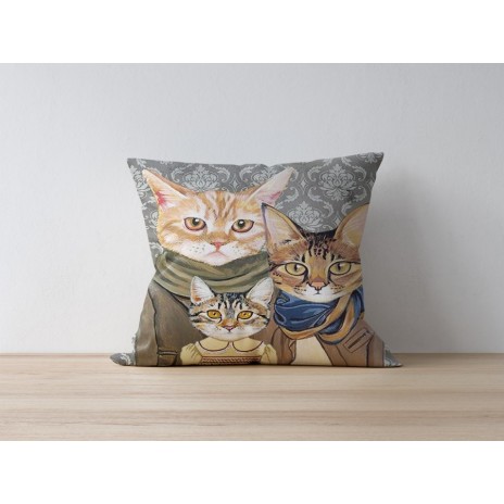 Fata perna decorativa 43x43cm, Pisici